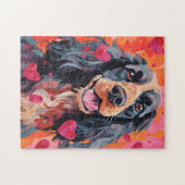 スプリンガースパニエル犬バレンタインデー ジグソーパズル (横)