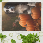 スプリンガースパニエル犬パピーオータムデライトカボチャ キッチンタオル (折り畳み)