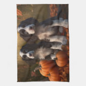 スプリンガースパニエル犬パピーオータムデライトカボチャ キッチンタオル (縦)