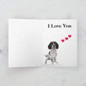 スプリンガースパニエル犬ポートレートバレンタインデー シーズンカード (内部)