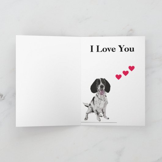 スプリンガースパニエル犬ポートレートバレンタインデー シーズンカード (内部)