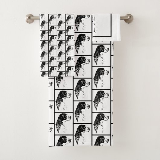 スプリンガースパニエル犬ヴィンテージドッグアート バスタオルセット (インサイチュ)