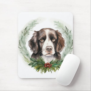 スプリンガースパニエル クリスマスリース クリスマスの愛犬 マウスパッド