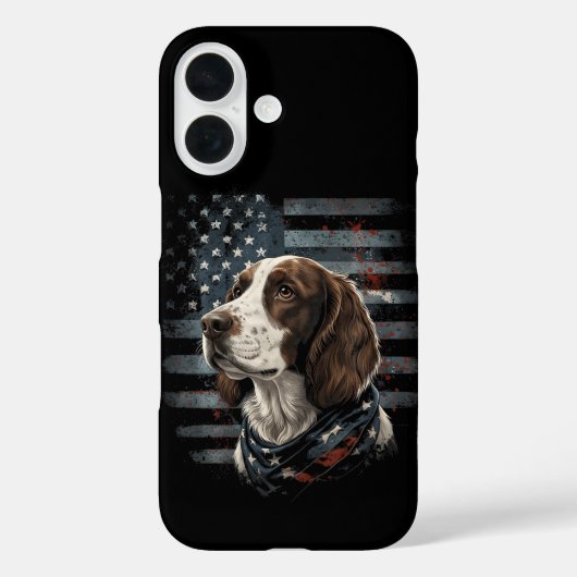 スプリンガー・スパニエル アメリカ国旗 Case-Mate iPhoneケース (裏面)