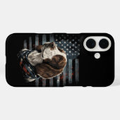 スプリンガー・スパニエル アメリカ国旗 Case-Mate iPhoneケース (裏面 (横))