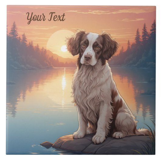 スプリンガー・スパニエル 湖畔で タイル (正面)