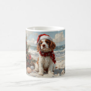 スプリンガー・スパニエル 犬 クリスマス ヴィンテージ ビーチ コーヒーマグカップ