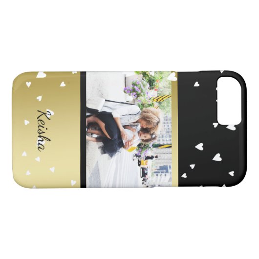 スプリンクハート|黒のフェイク金ゴールド|フォトカスタム Case-Mate iPhoneケース (裏面(横))
