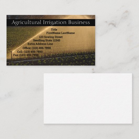 スプリンクラーと苗の写真 名刺 (正面/裏面)