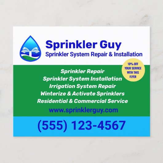 スプリンクラーの修理と設置 チラシ (正面)