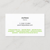 スプリンクラーの修理と設置 名刺 (裏面)