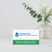 スプリンクラーの修理と設置 名刺 (スタンド正面)