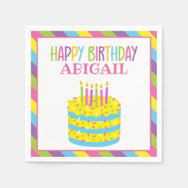 スプリンクルお誕生日ケーキパーソナライズされたナプキンス スタンダードカクテルナプキン