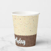 スプリンクルとアイボリー アイスクリームの誕生日 紙コップ (裏面)