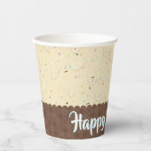スプリンクルとアイボリー アイスクリーム 誕生日 紙コップ (正面)