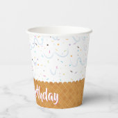 スプリンクルとホワイトアイスクリームの誕生日 紙コップ (裏面)