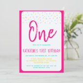 スプリンクルスパークルスイートレインボー紙吹雪誕生日 招待状 (スタンド正面)