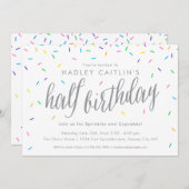 スプリンクルズハーフ誕生日招待状、カワイイ&モダンズ 招待状 (正面/裏面)