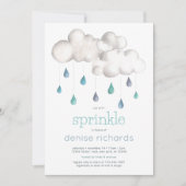 スプリンクルベイビーシャワーのある曇り空 招待状 (正面)