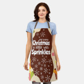 スプリンクル付きのクリスマスはもっと楽しい エプロン (着用した状態)
