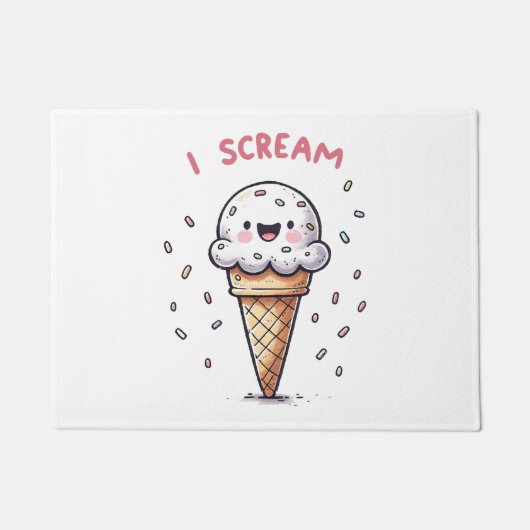 スプリンクル付きアイスクリームコーン I Scream ドアマット (正面)