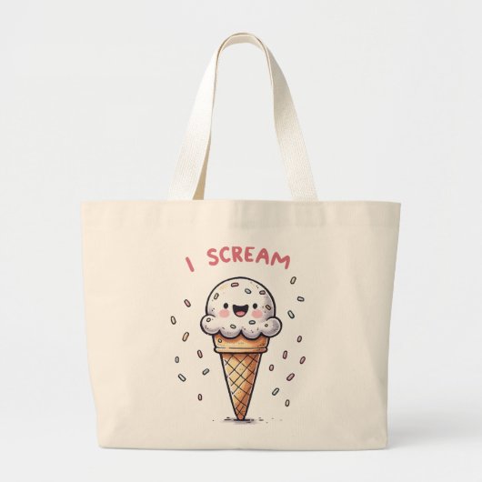 スプリンクル付きアイスクリームコーン I Scream ラージトートバッグ (正面)