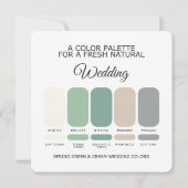 スプリンググリーンとクリームの結婚式カラーパレットカード 招待状 (裏面)