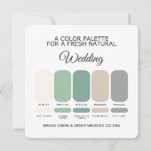 スプリンググリーンとクリームの結婚式カラーパレットカード 招待状 (正面)
