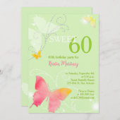 スプリンググリーン スウィート 60歳の誕生日パーティー 招待状 (正面/裏面)