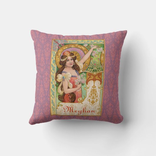 スプリングタイムアールヌーボー装飾用クッション クッション (裏面)