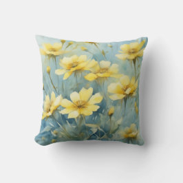 スプリングタイムイエローワイルドフラワーウォーターのカラーフローラ クッション
