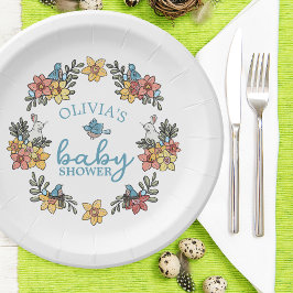 スプリングタイムイースターリースベビーシャワー ペーパープレート
