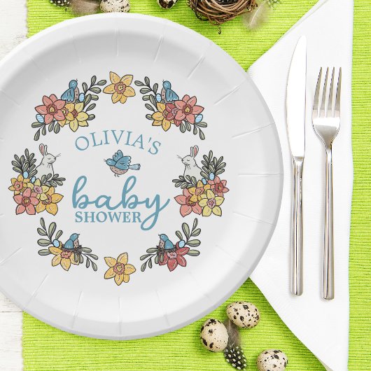 スプリングタイムイースターリースベビーシャワー ペーパープレート