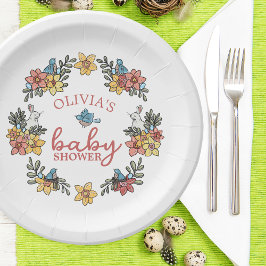 スプリングタイムイースターリースベビーシャワー ペーパープレート