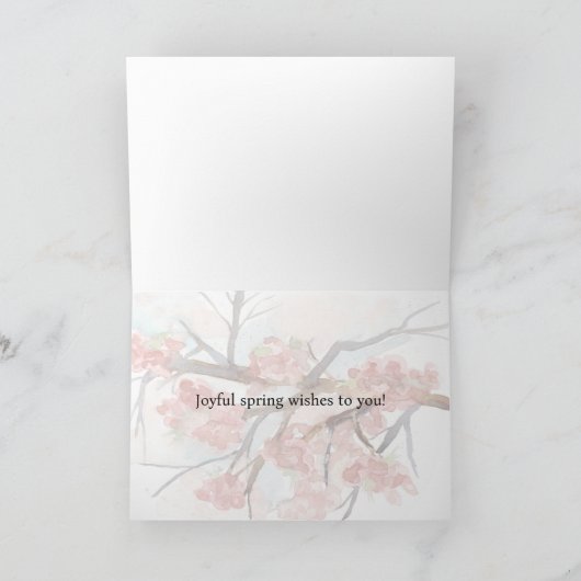 スプリングタイムウィズピンクさくらんぼ花の木 カード (内部)