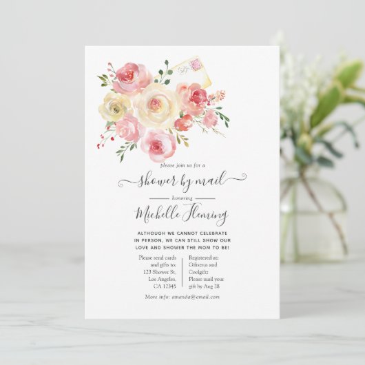 スプリングタイムウォーターカラーフローラベビーシャワーbyメール 招待状 (スタンド正面)