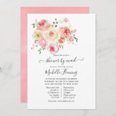 スプリングタイムウォーターカラーフローラベビーシャワーbyメール 招待状 (正面/裏面)
