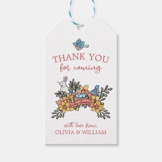 スプリングタイムサンキューベイビーシャワーお願いギフトラベル ギフトタグ (正面)