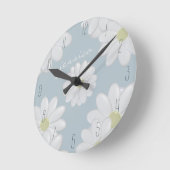 スプリングタイムデイジーブルーモダンフローラデイジー時計 ラウンド壁時計 (傾斜)