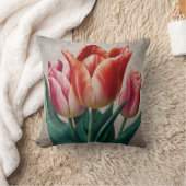 スプリングタイムレッドピンクチューリップ開花装飾用クッション クッション (ブランケット)