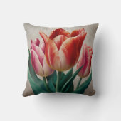スプリングタイムレッドピンクチューリップ開花装飾用クッション クッション (裏面)