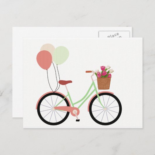 スプリングタイム自転車はがき ポストカード (正面/裏面)