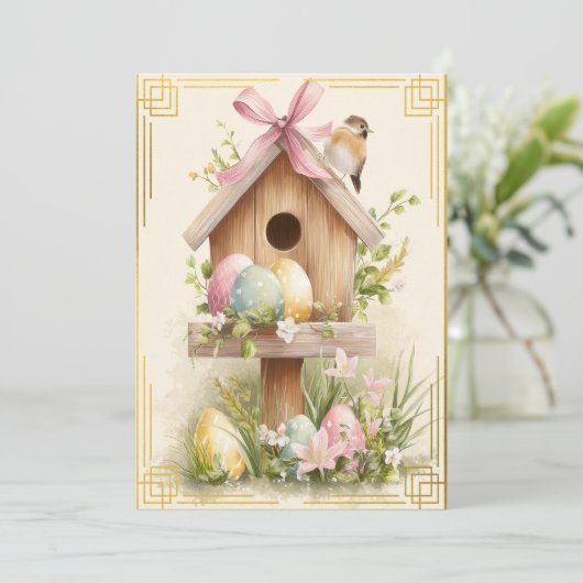 スプリングネスト – イースターの鳥小屋の喜び カード (スタンド正面)