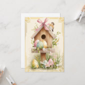 スプリングネスト – イースターの鳥小屋の喜び カード (正面/裏面インサイチュ)