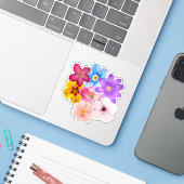 スプリングハーモニー - ミックスウォーターカラーフラワーブーケ シール (ノートパソコンとiPhone)