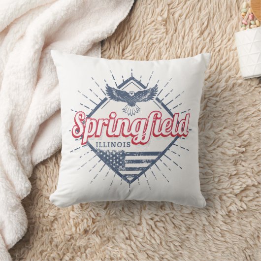 スプリングフィールドシティイリノイ統一された州レトロUSA クッション (ブランケット)
