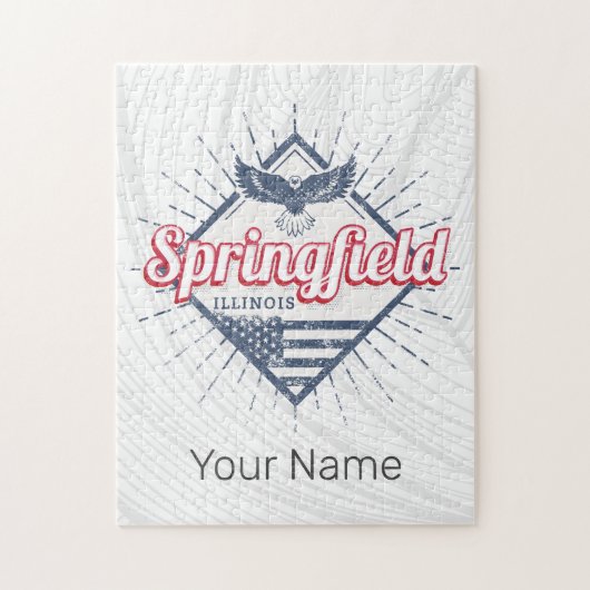 スプリングフィールドシティイリノイ統一された州レトロUSA ジグソーパズル (縦)