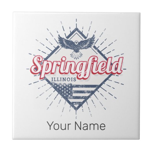 スプリングフィールドシティイリノイ統一された州レトロUSA タイル (正面)