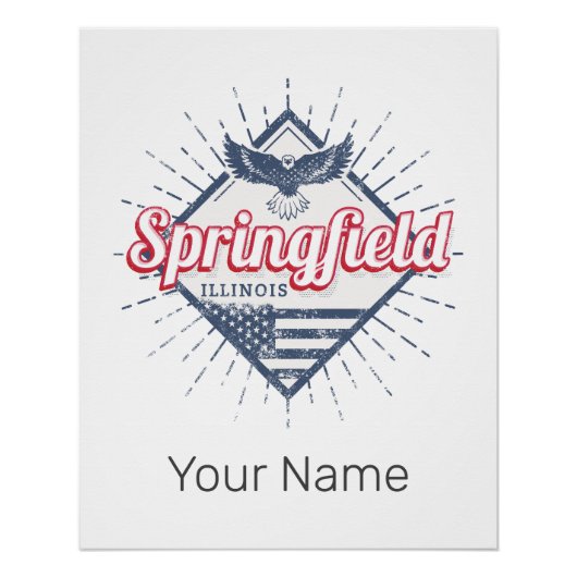 スプリングフィールドシティイリノイ統一された州レトロUSA ポスター (正面)