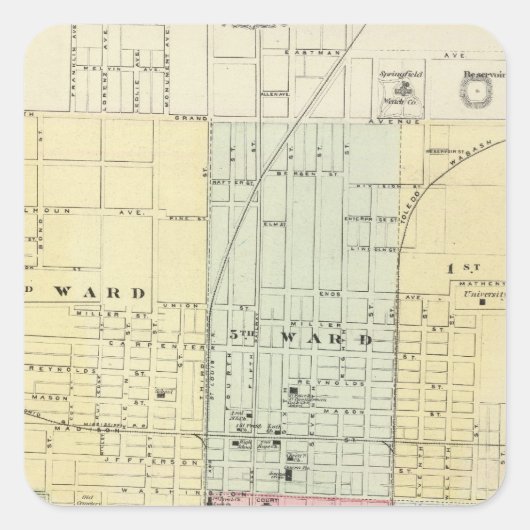 スプリングフィールド市の地図 スクエアシール (正面)